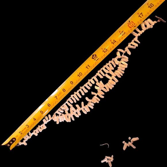 Freshwater Stick Pearl Necklace and Earrings Set Vintage 1980s T-Clasp - Picture 11 of 14